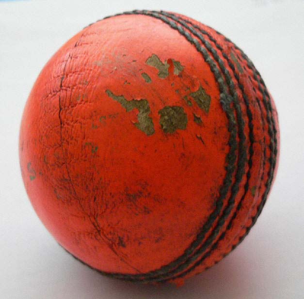 Dukes Special Crown Match, badly scuffed after 20 overs use