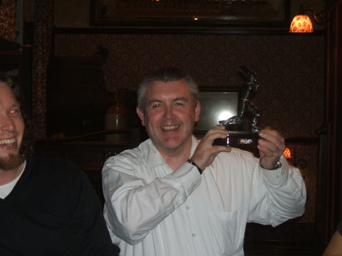 Wilf and his batsman of the year trophy